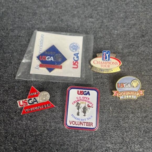 Lot of 5 USGA US Open PGA Tour Volunteer Lapel Pin 2014 2007 2005 2006 - Picture 2 of 2
